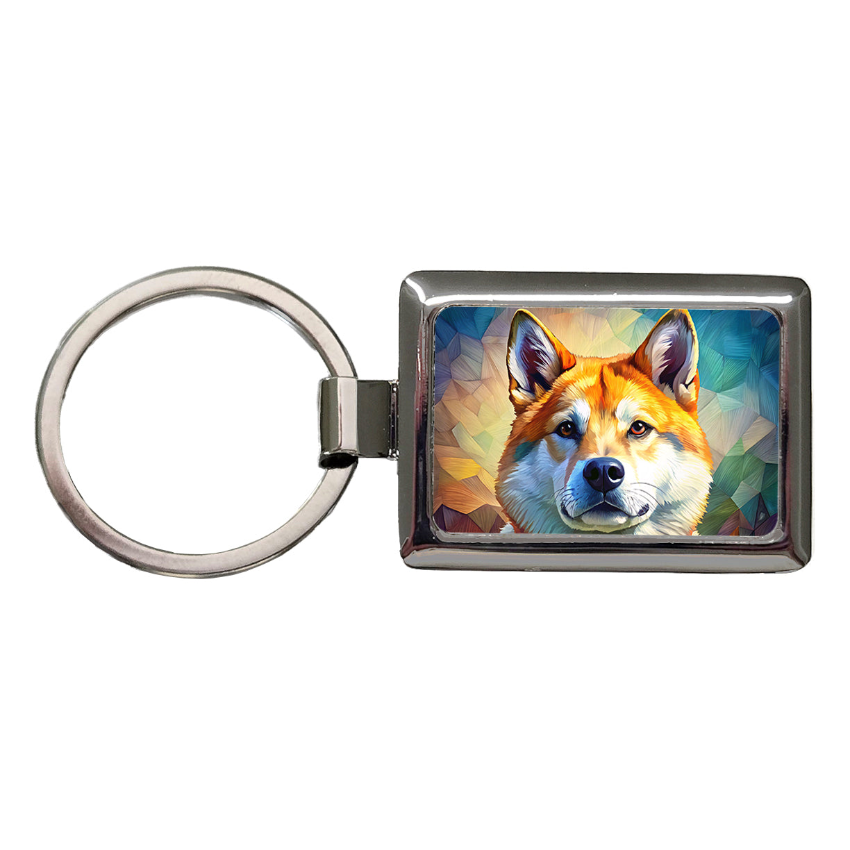 Akita Dog Pop Art Rectangle Metal Keychain