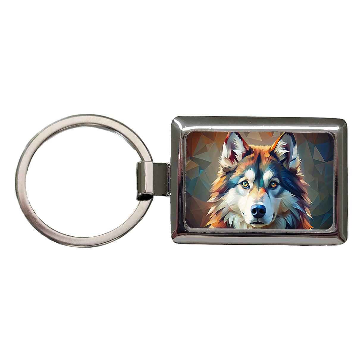 Alaskan Malamute Dog Abstract Stylized Art Rectangle Metal Keychain