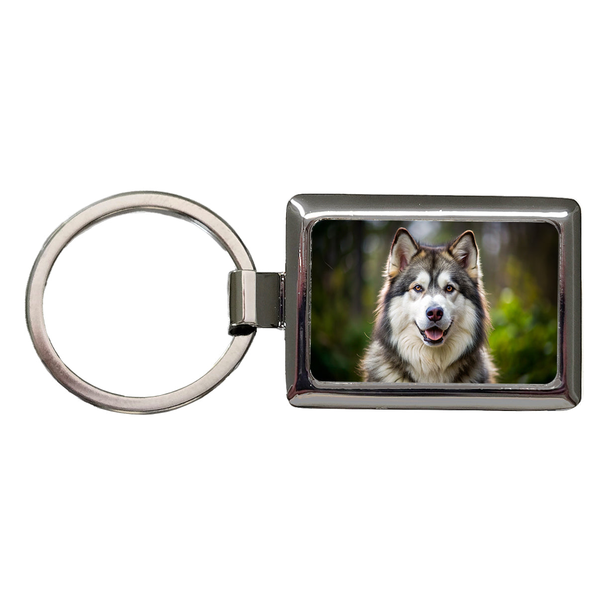 Alaskan Malamute Dog Photo Rectangle Metal Keychain