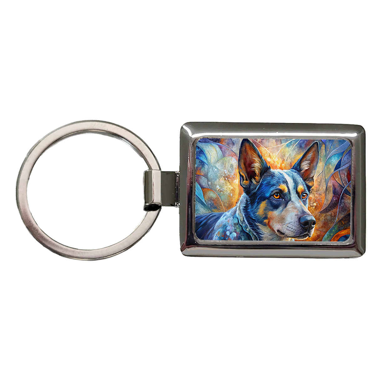 Australian Cattle Dog Abstract Art Rectangle Metal Keychain