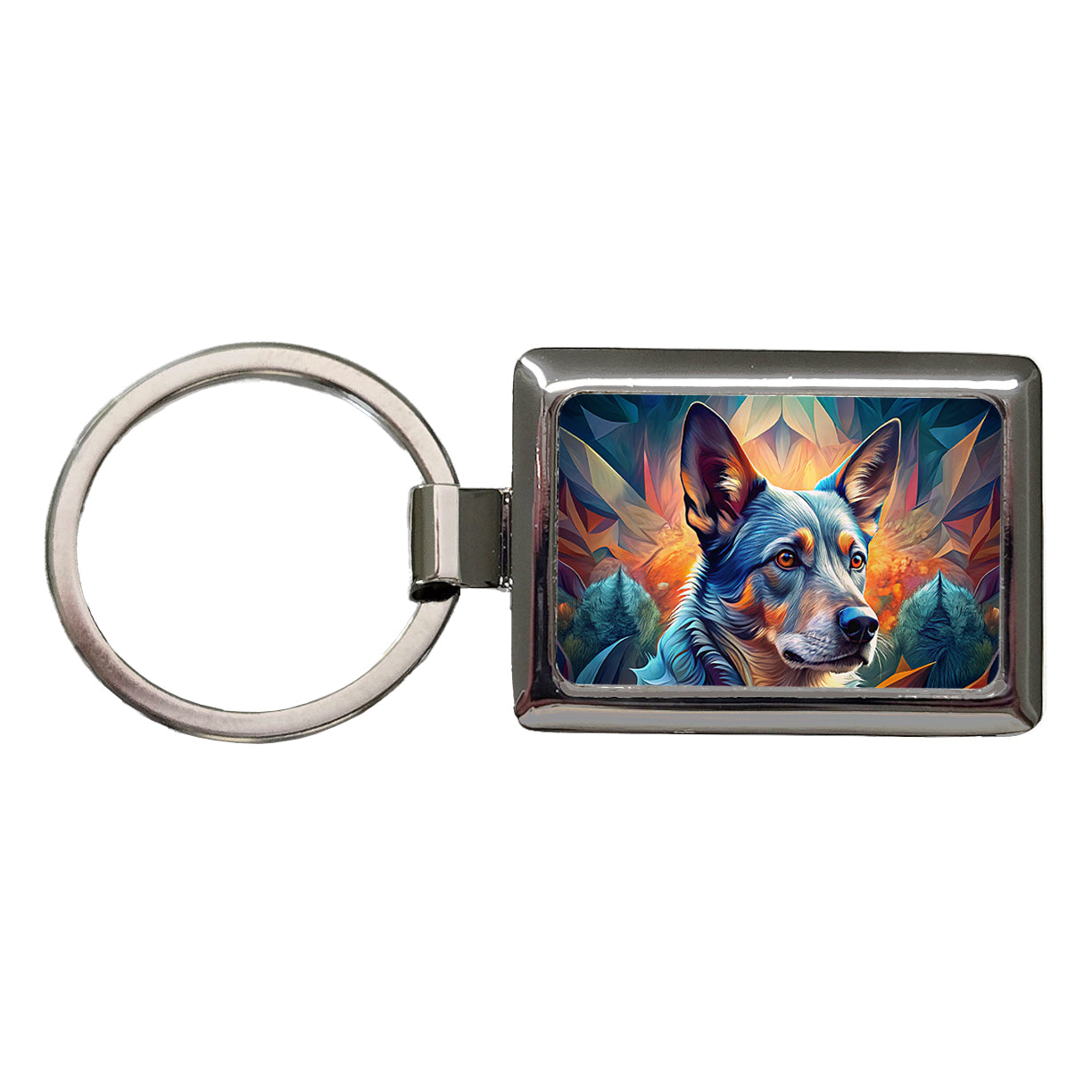 Australian Cattle Dog Abstract Stylized Art Rectangle Metal Keychain