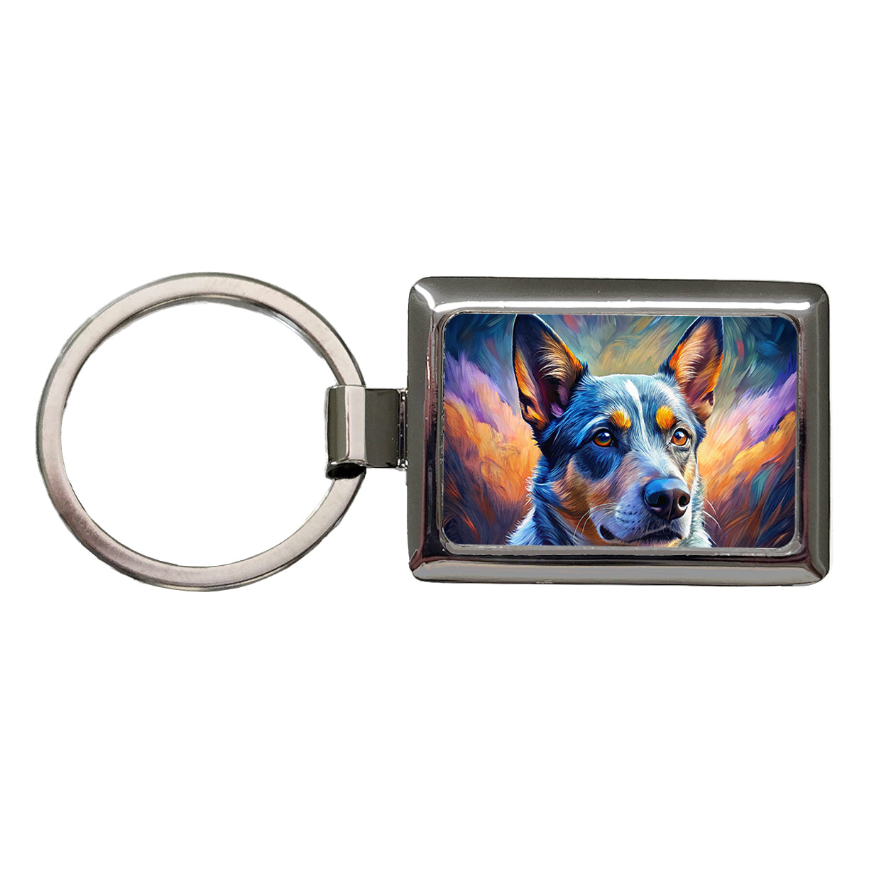 Australian Cattle Dog Pop Art Rectangle Metal Keychain