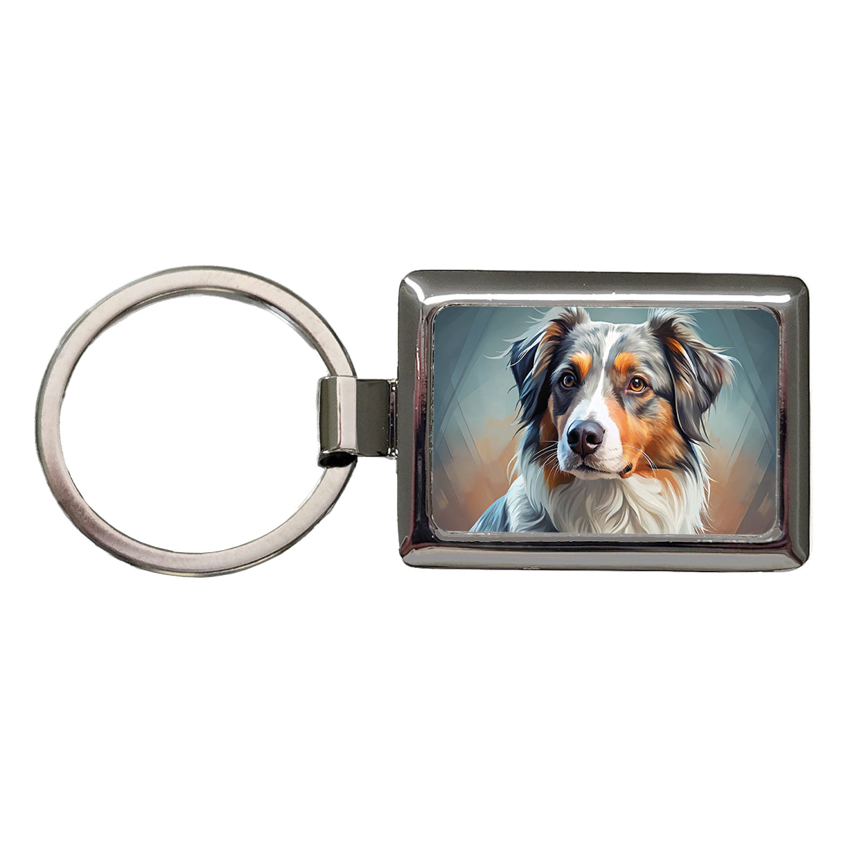 Australian Shepherd Dog Contemporary Art Rectangle Metal Keychain