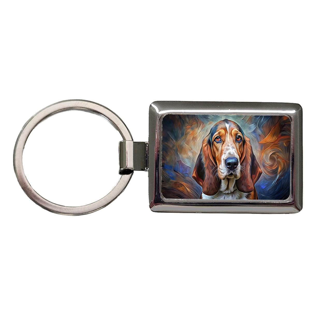 Basset Hound Dog Expressionism Art Rectangle Metal Keychain