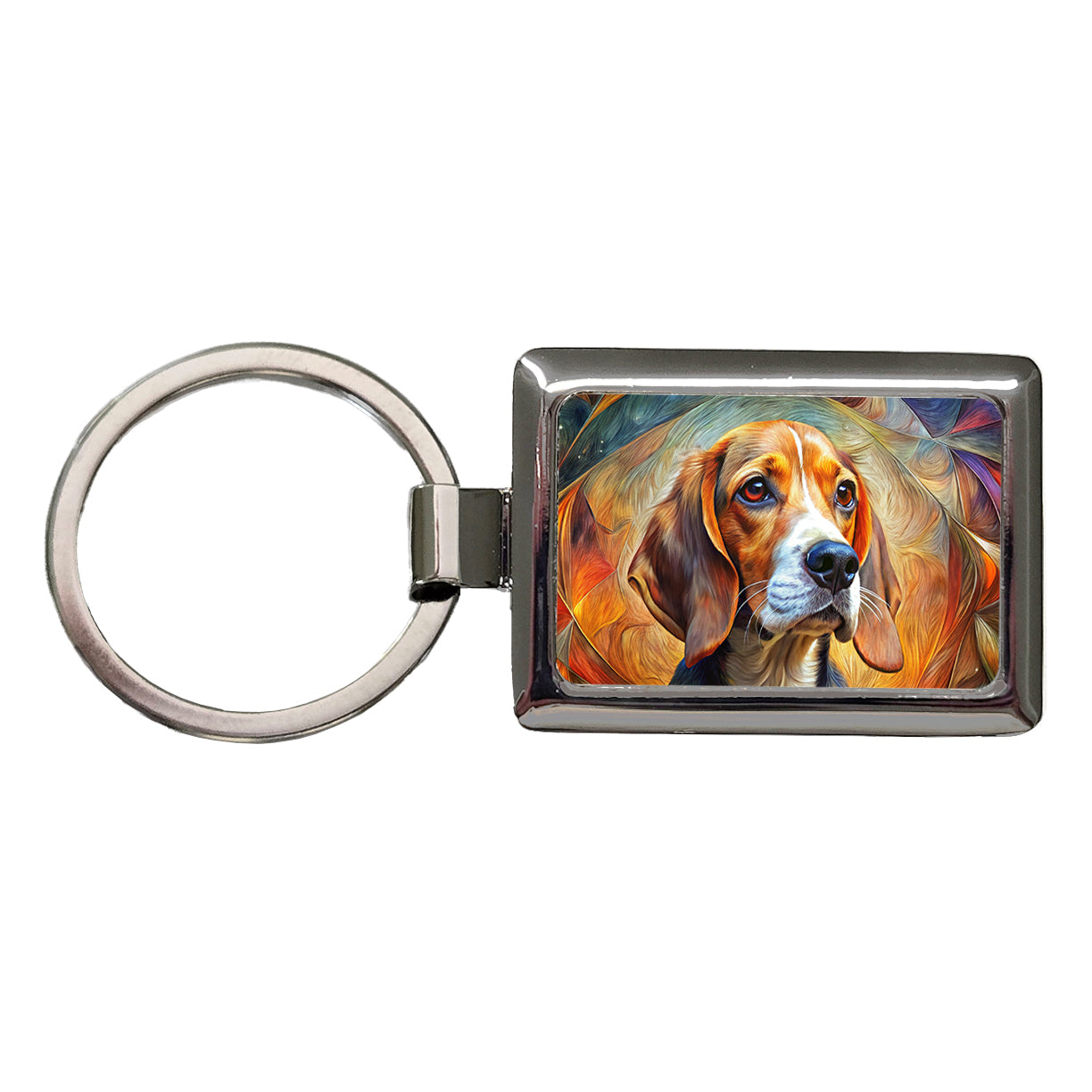Beagle Dog Abstract Art Rectangle Metal Keychain