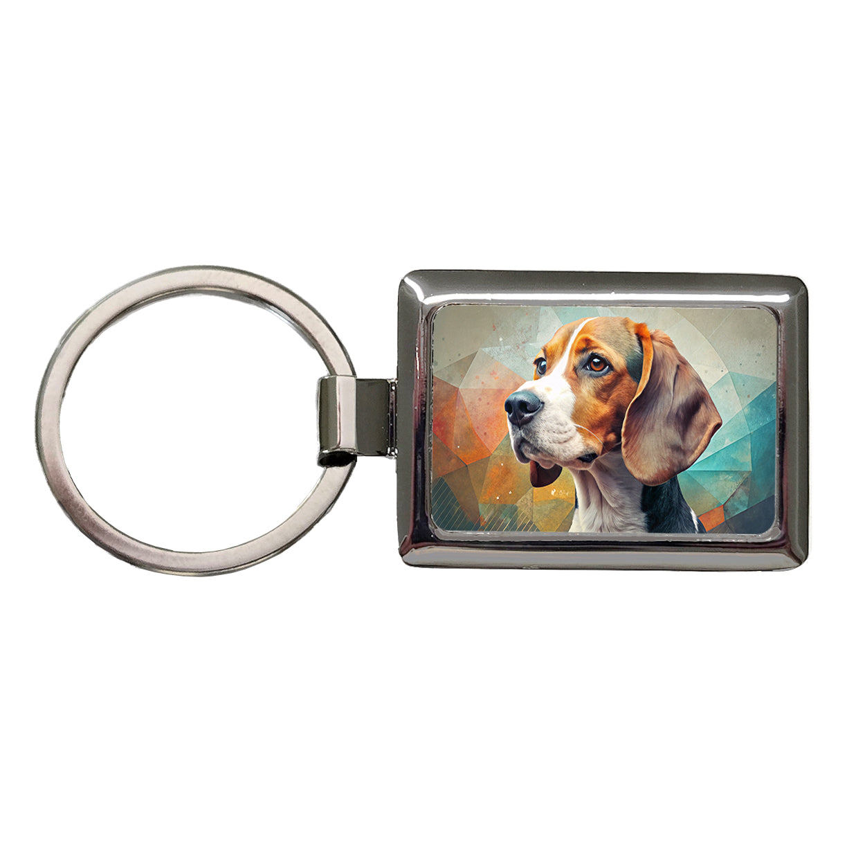 Beagle Dog Contemporary Art Rectangle Metal Keychain