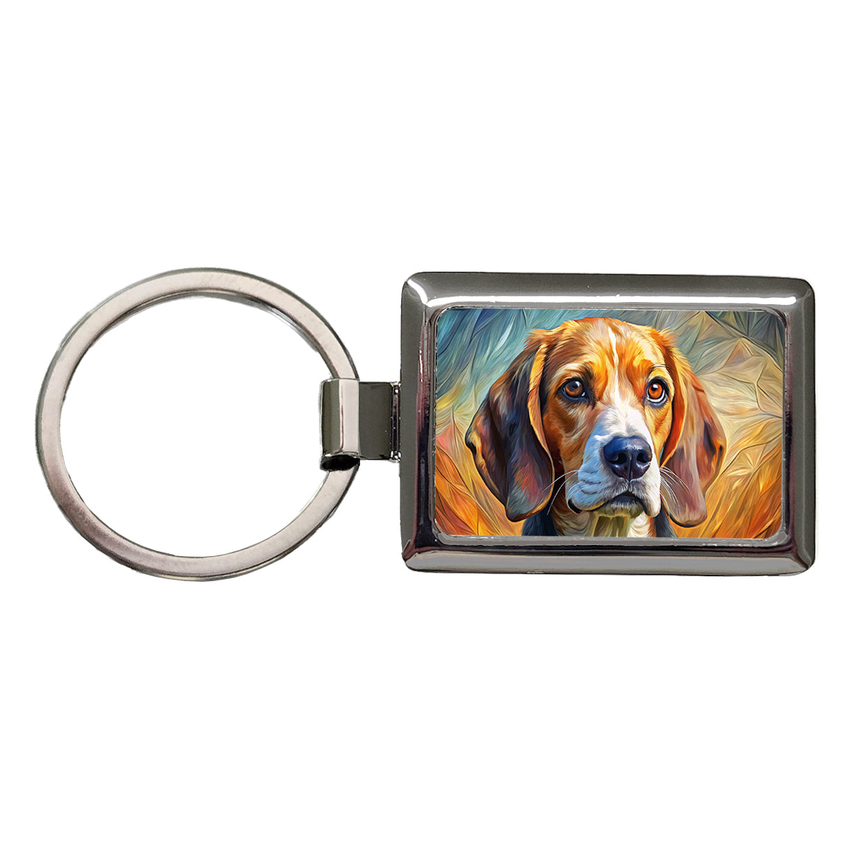 Beagle Dog Expressionism Art Rectangle Metal Keychain