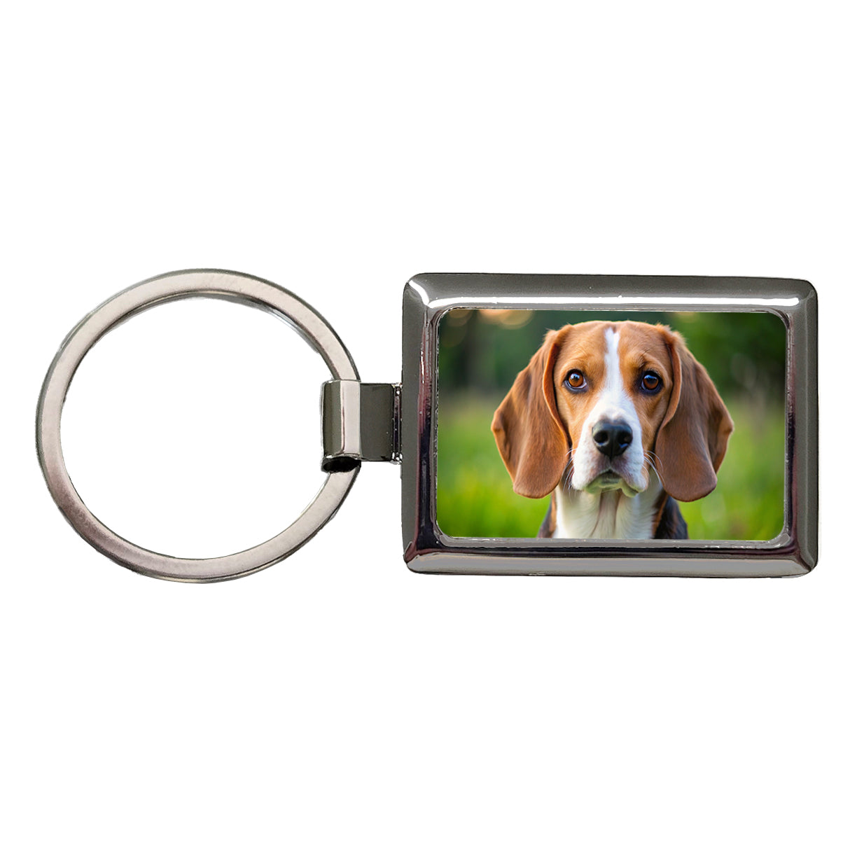 Beagle Dog Photo Rectangle Metal Keychain