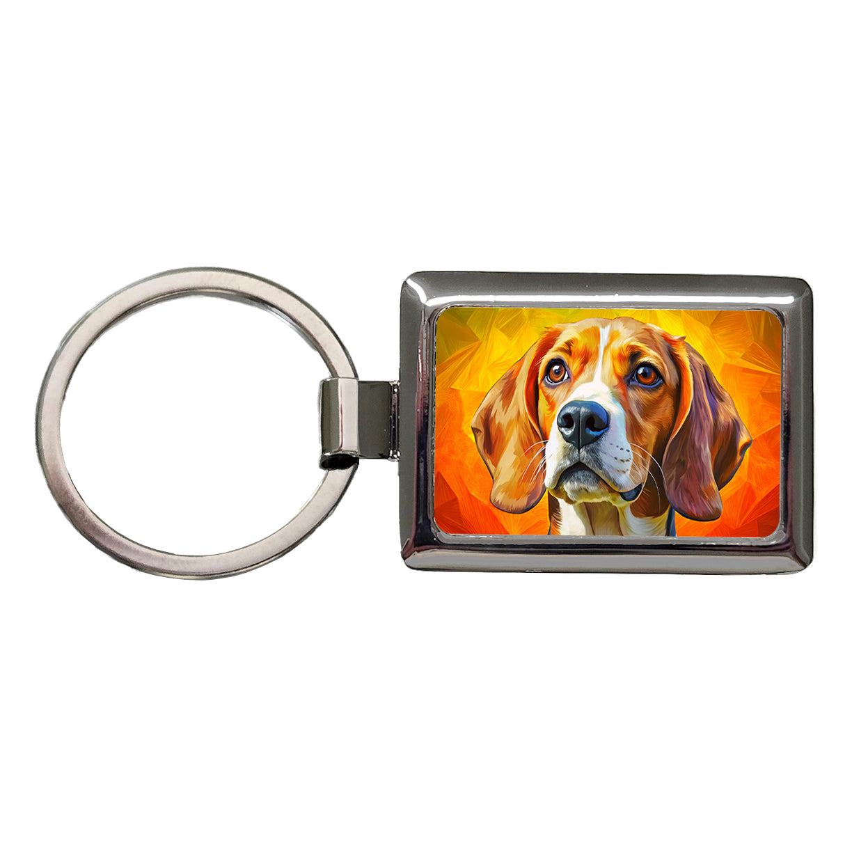 Beagle Dog Pop Art Rectangle Metal Keychain
