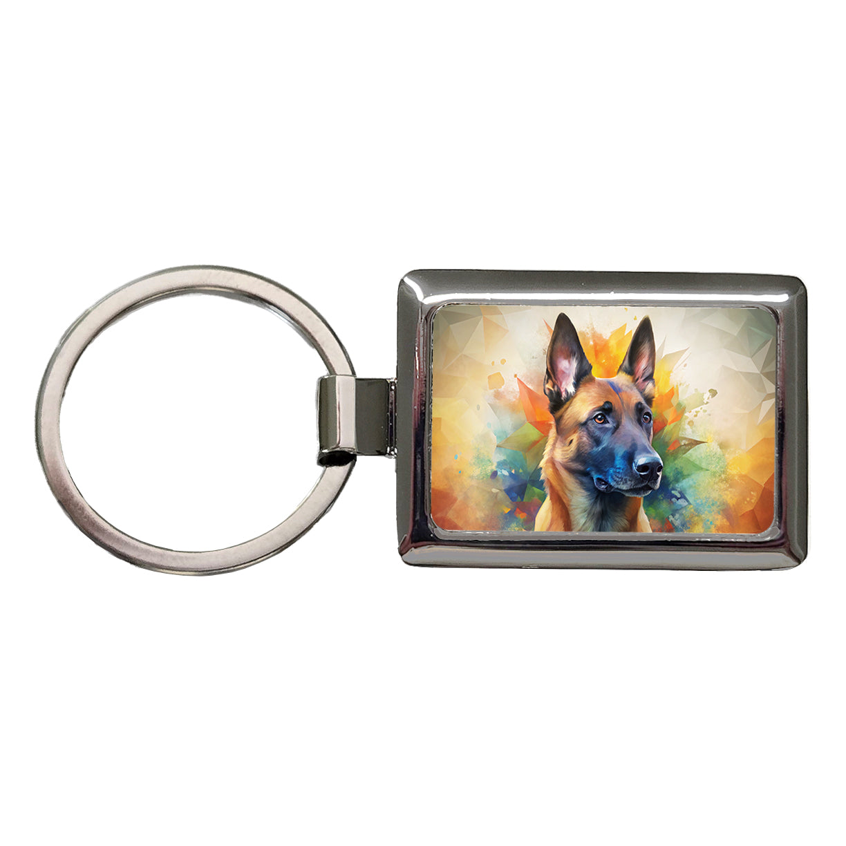 Belgian Malinois Dog Abstract Art Rectangle Metal Keychain