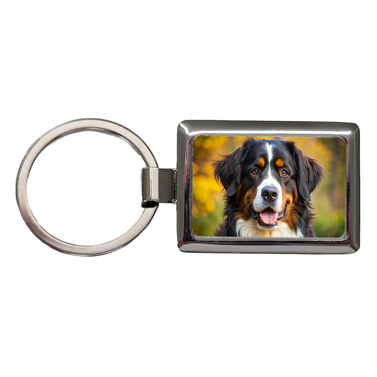 Bernese Mountain Dog Photo Rectangle Metal Keychain