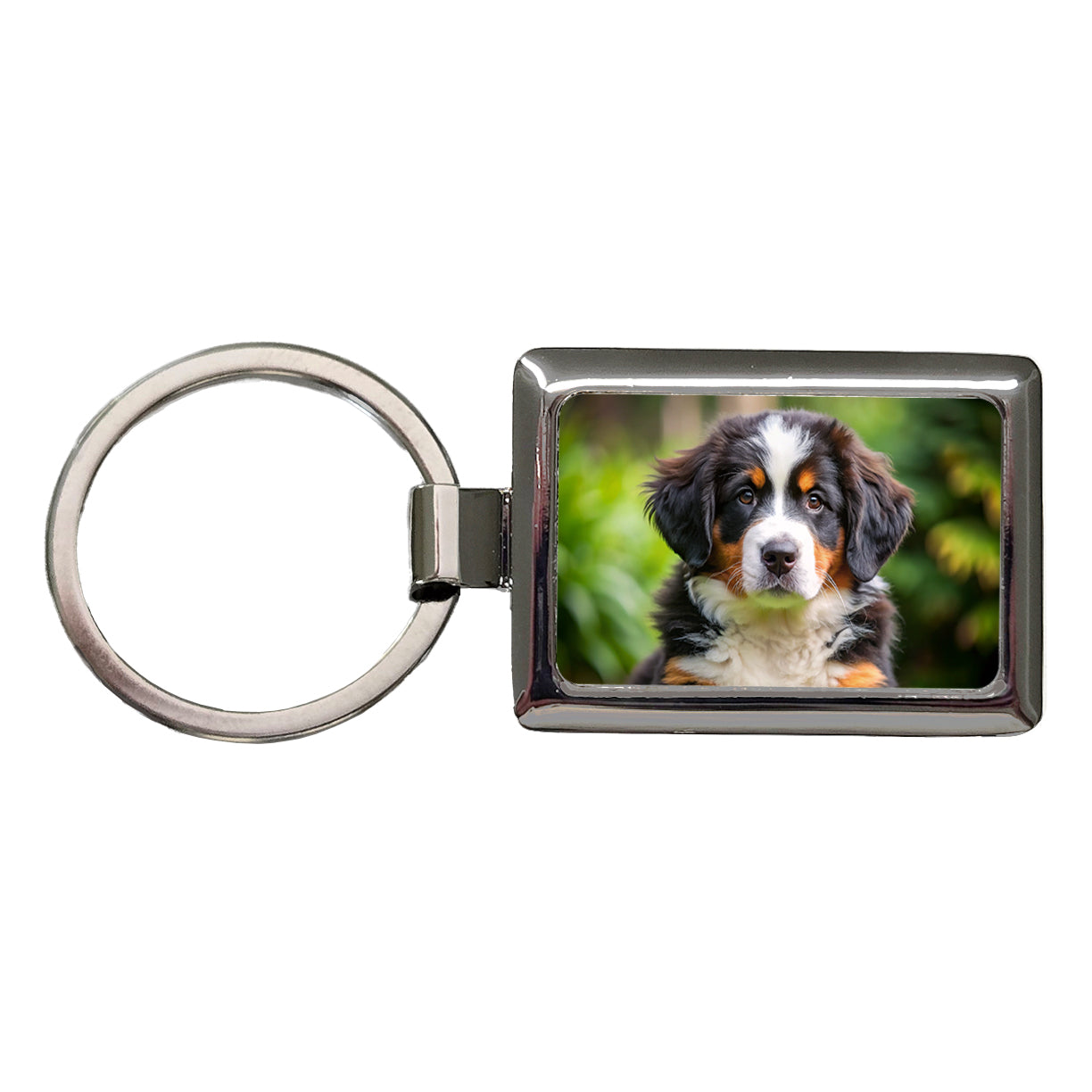 Bernese Mountain Dog Puppy Photo Rectangle Metal Keychain