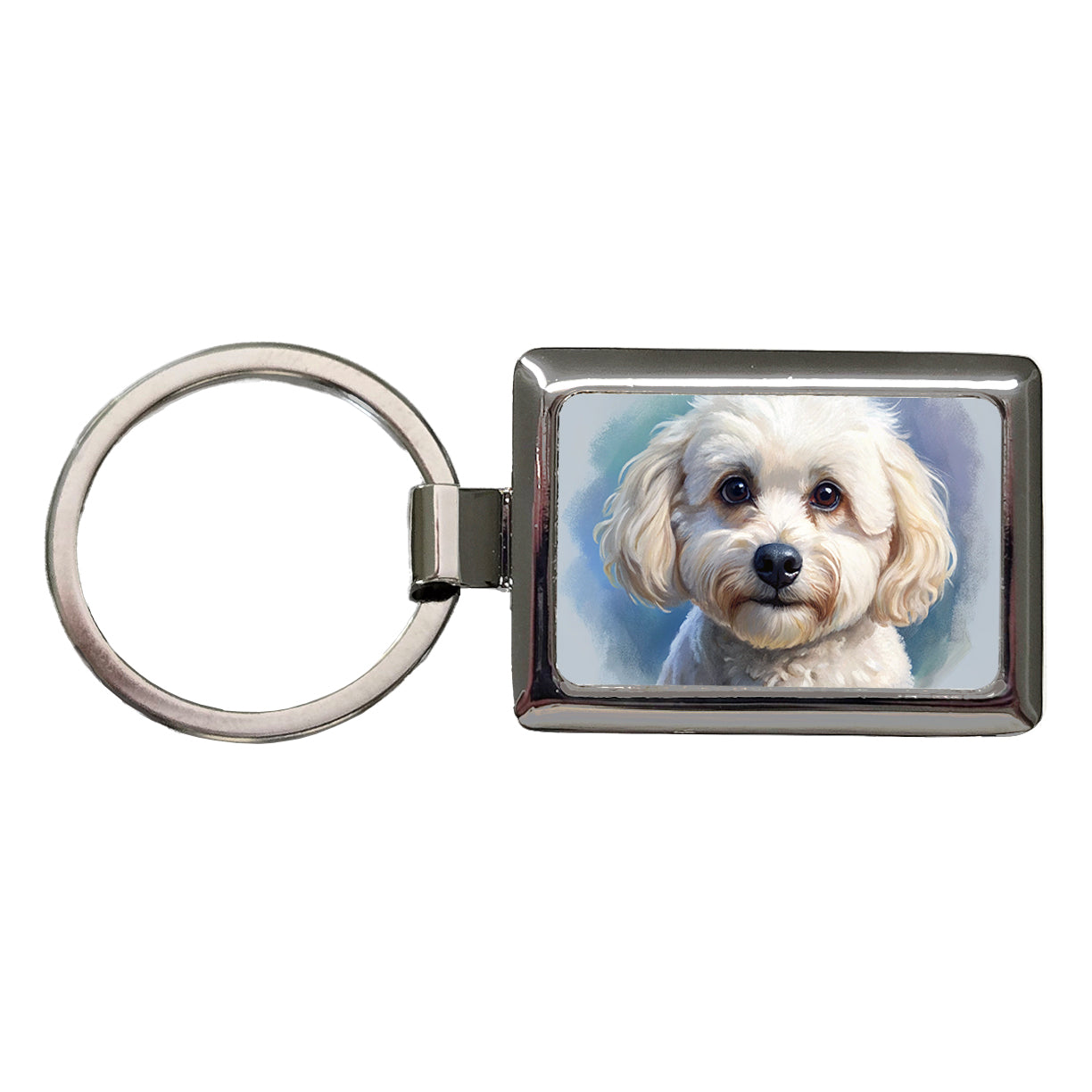Bichon Frise Dog Illustration Rectangle Metal Keychain