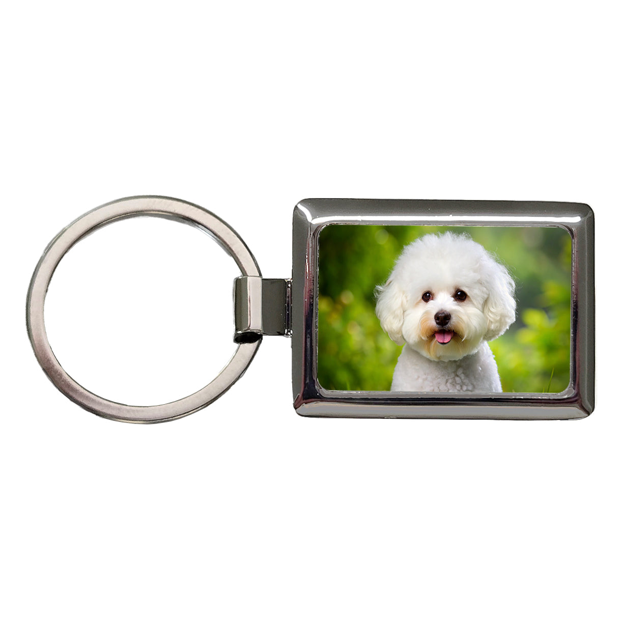 Bichon Frise Dog Photo Rectangle Metal Keychain