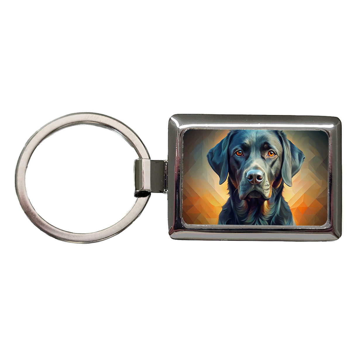 Black Labrador Retriever Dog Abstract Stylized Art Rectangle Metal Keychain