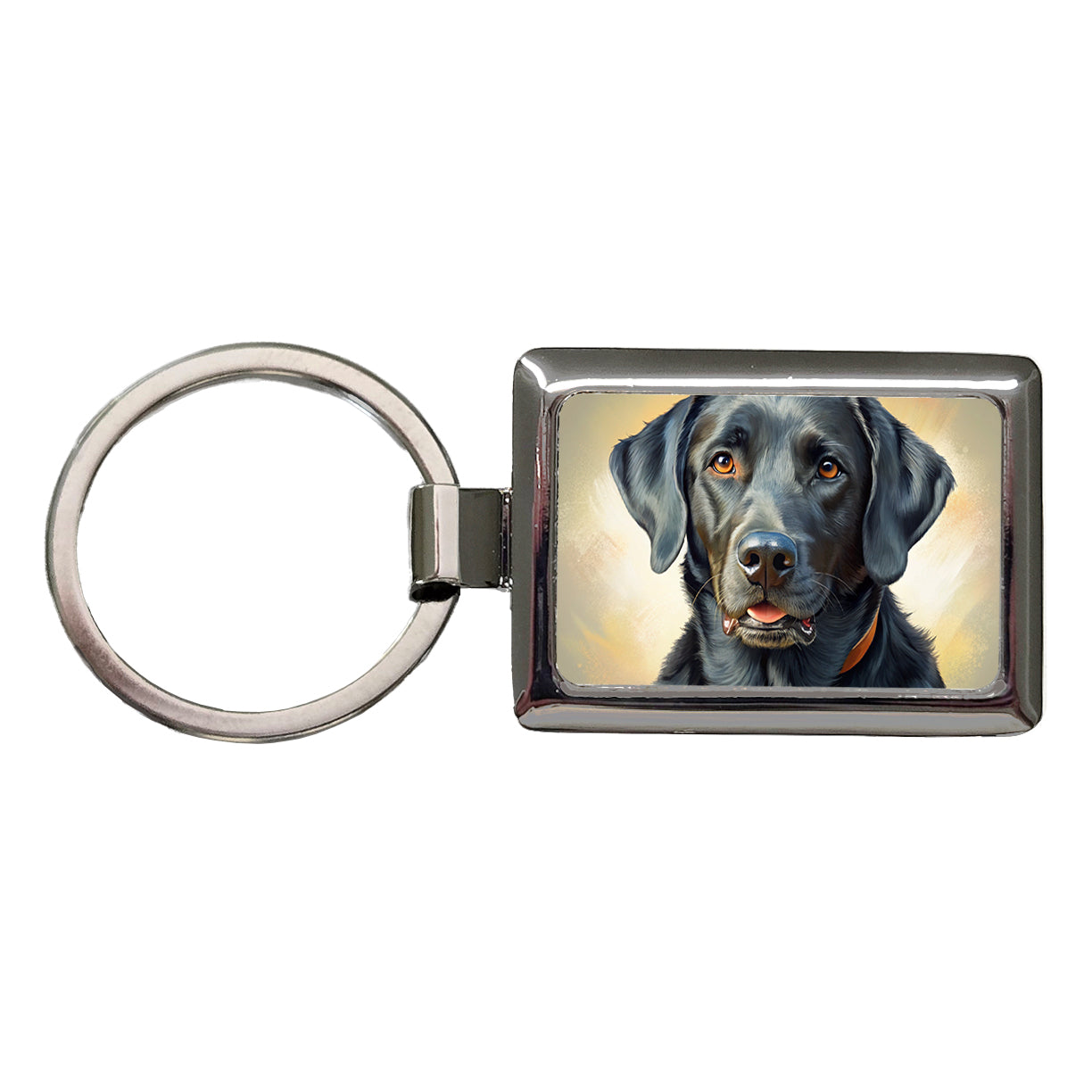 Black Labrador Retriever Dog Illustration Rectangle Metal Keychain