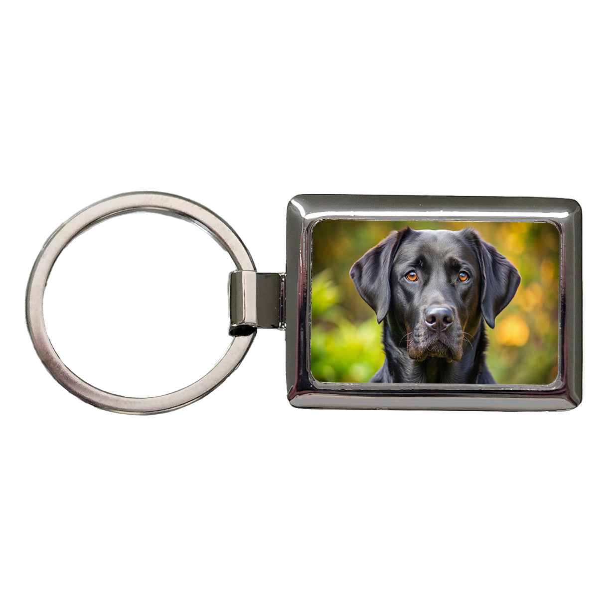 Black Labrador Retriever Dog Photo Rectangle Metal Keychain