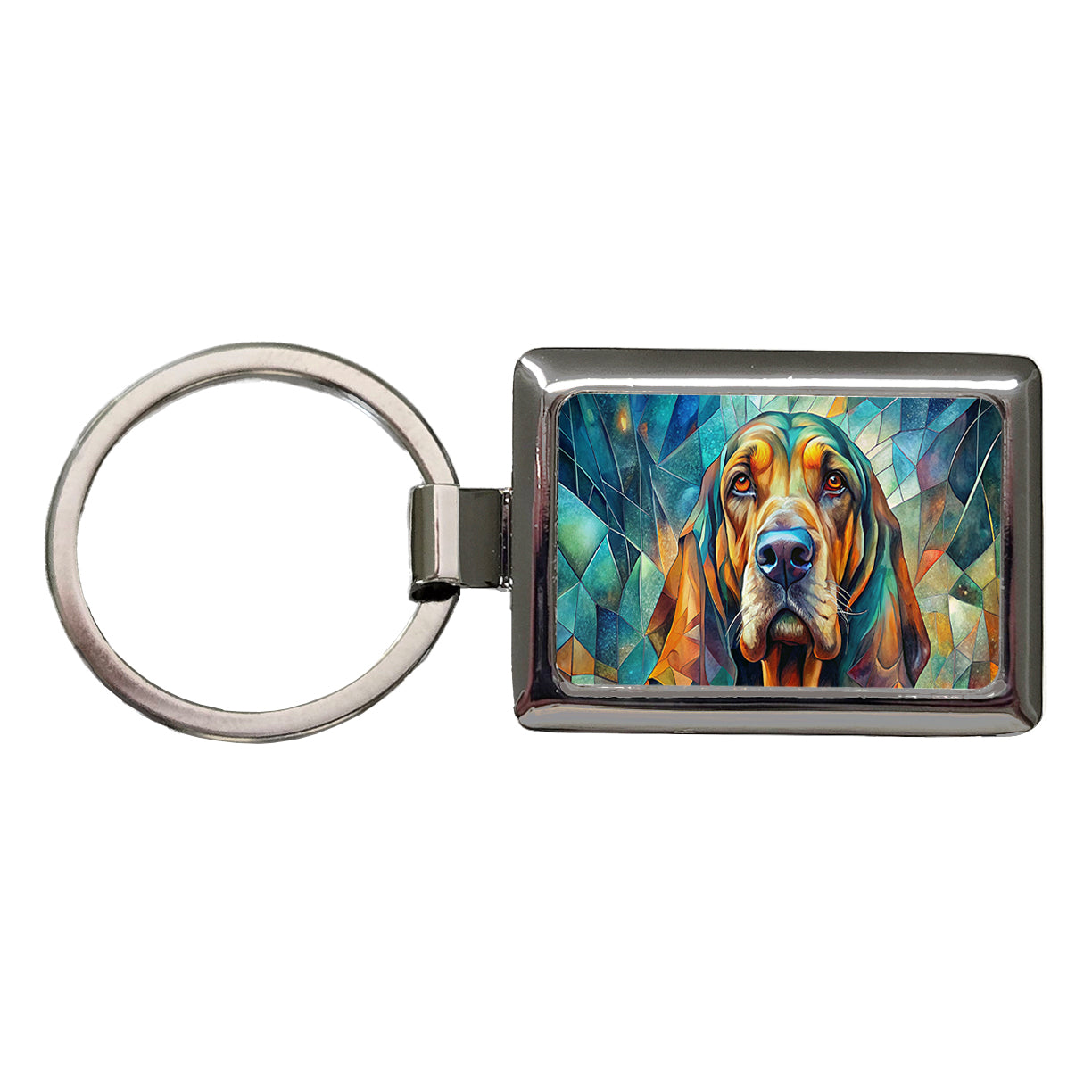 Bloodhound Dog Abstract Art Rectangle Metal Keychain