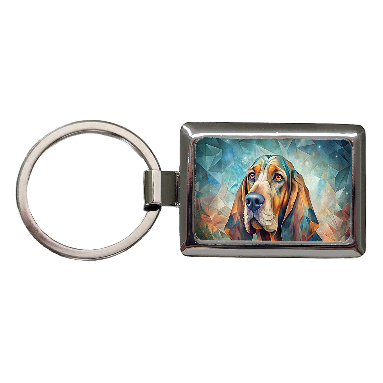 Bloodhound Dog Contemporary Art Rectangle Metal Keychain