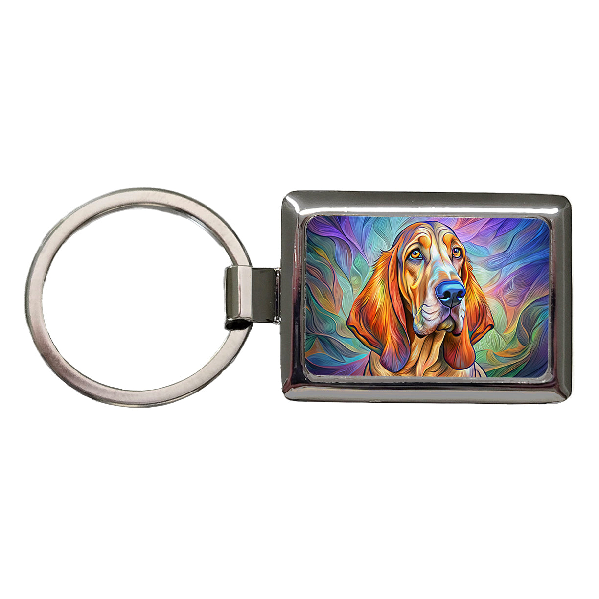 Bloodhound Dog Pop Art Rectangle Metal Keychain