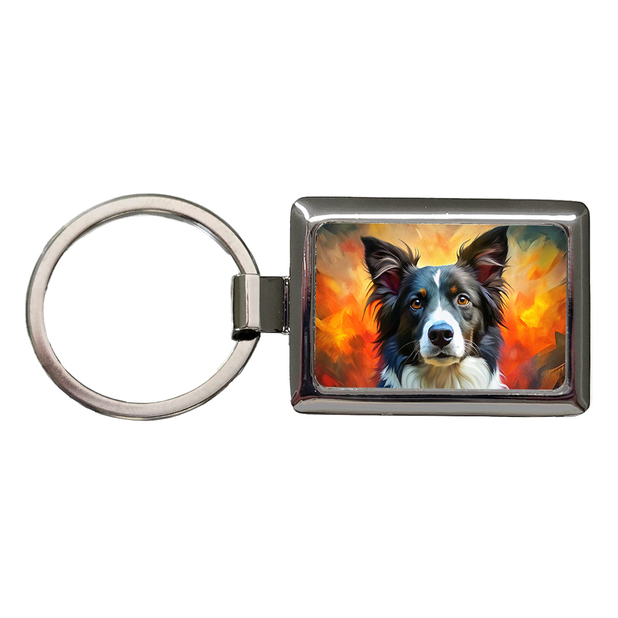 Border Collie Dog Expressionism Art Rectangle Metal Keychain