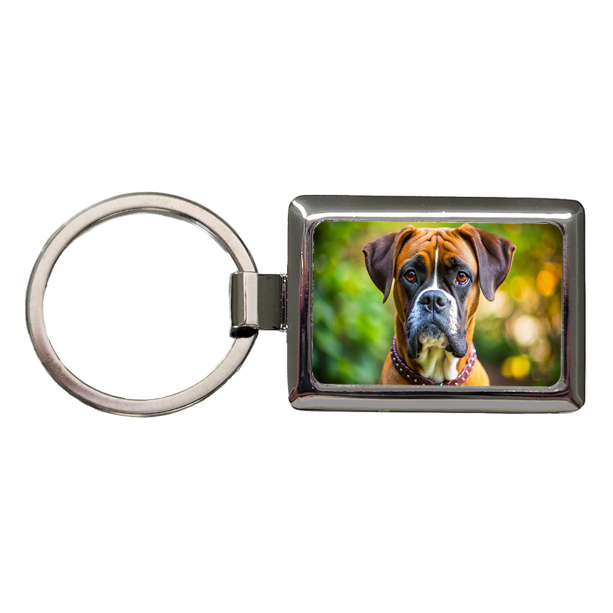 Boxer Dog Photo Rectangle Metal Keychain