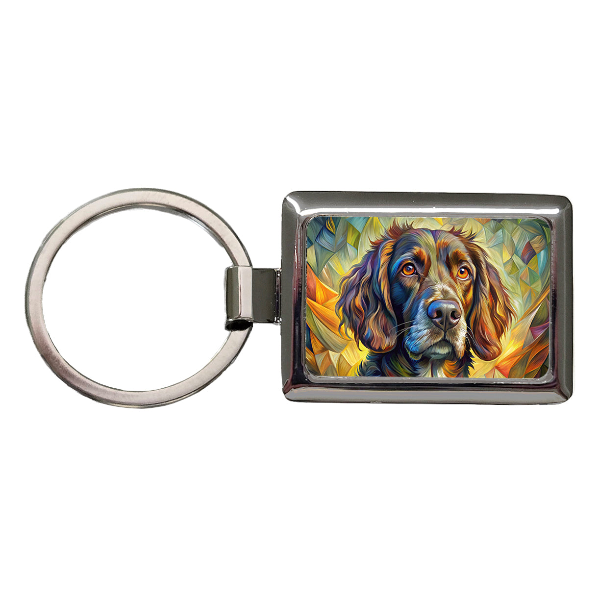 Boykin Spaniel Dog Abstract Art Rectangle Metal Keychain