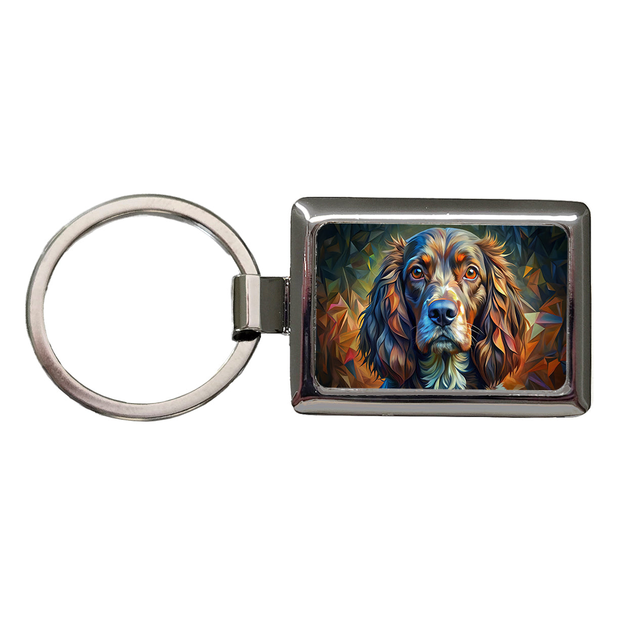 Boykin Spaniel Dog Abstract Stylized Art Rectangle Metal Keychain