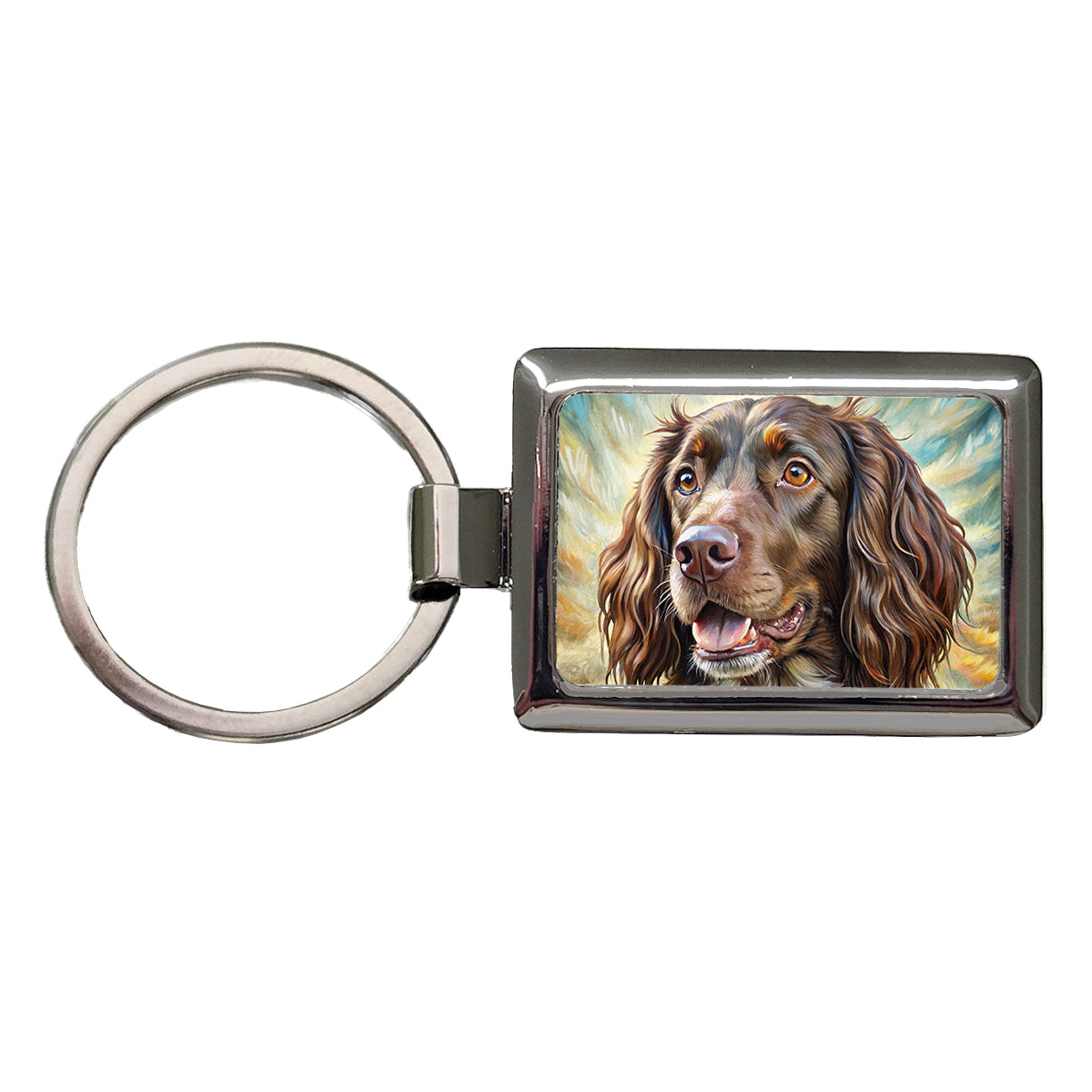 Boykin Spaniel Dog Illustration Rectangle Metal Keychain
