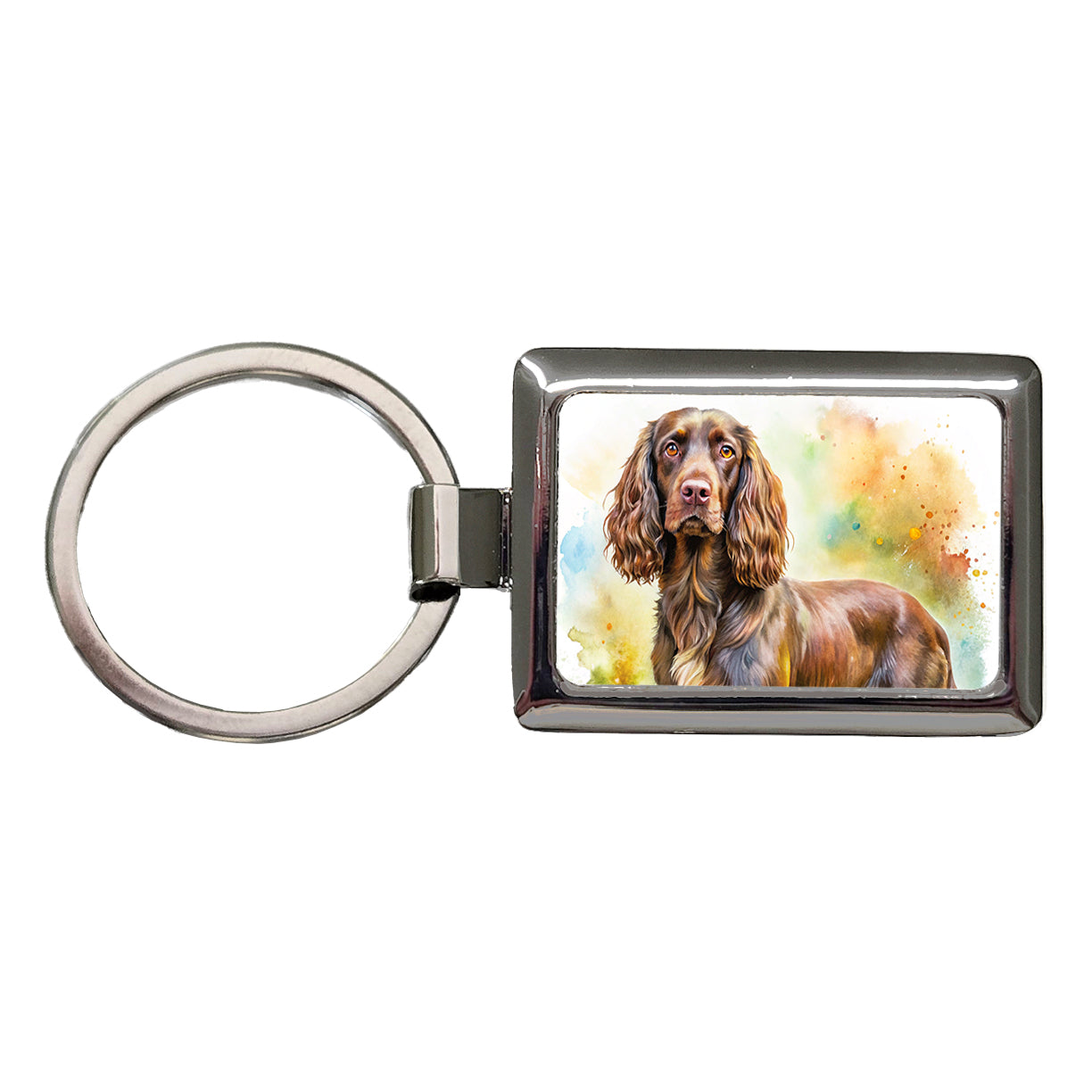 Boykin Spaniel Dog Watercolor Style Rectangle Metal Keychain