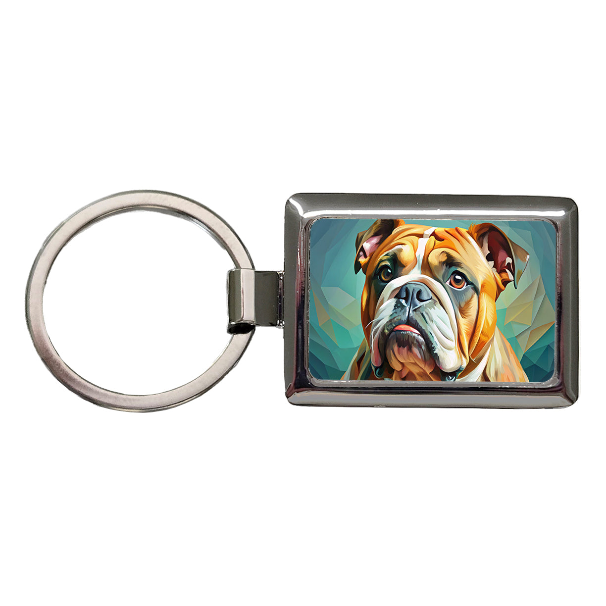 Bulldog Dog Expressionism Art Rectangle Metal Keychain