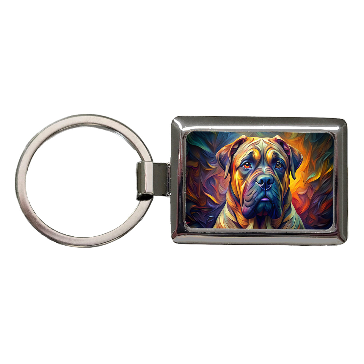 Bullmastiff Dog Abstract Stylized Art Rectangle Metal Keychain