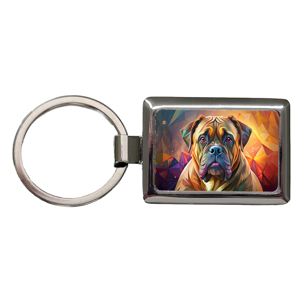 Bullmastiff Dog Contemporary Art Rectangle Metal Keychain