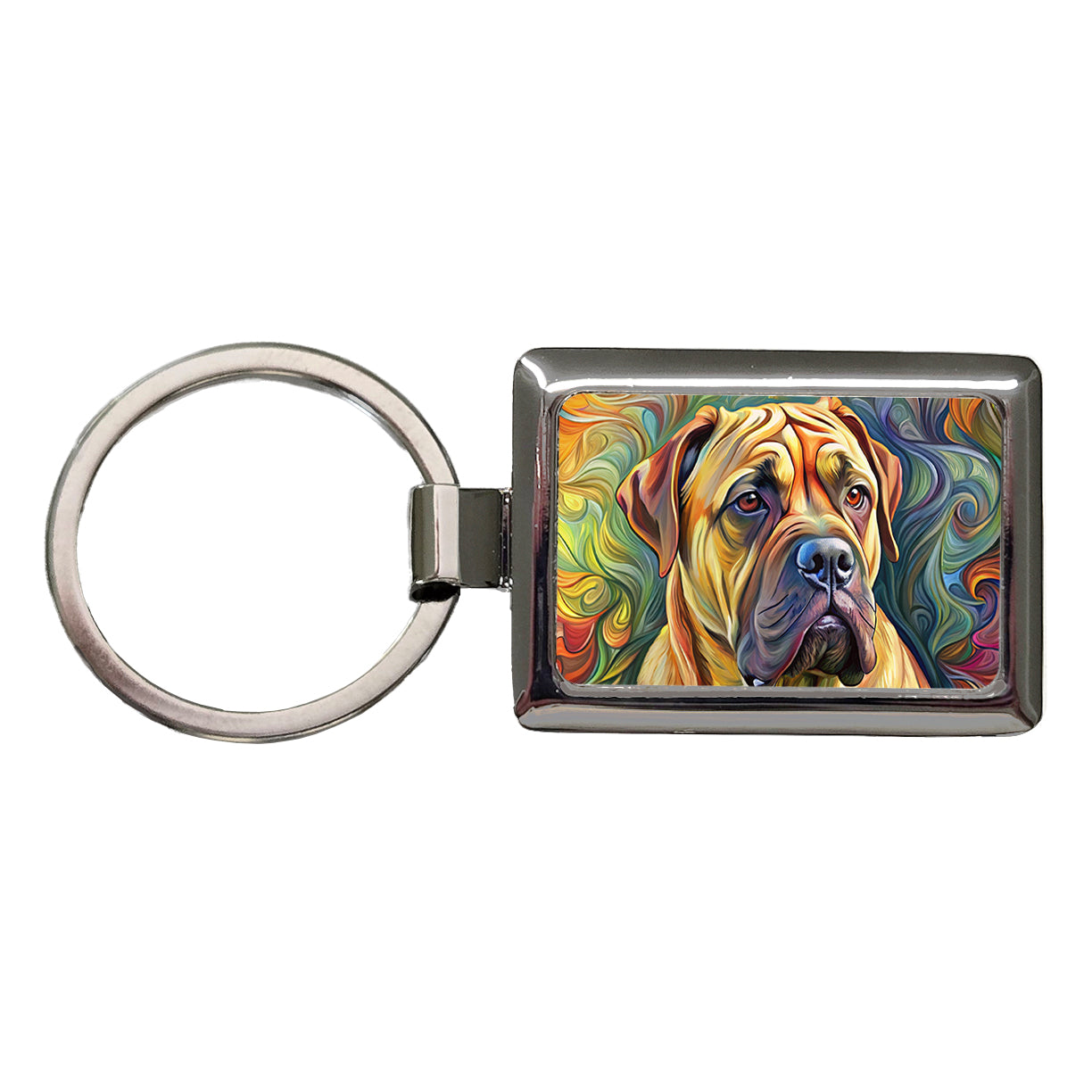 Bullmastiff Dog Expressionism Art Rectangle Metal Keychain