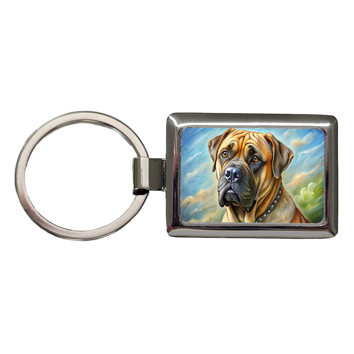 Bullmastiff Dog Illustration Rectangle Metal Keychain