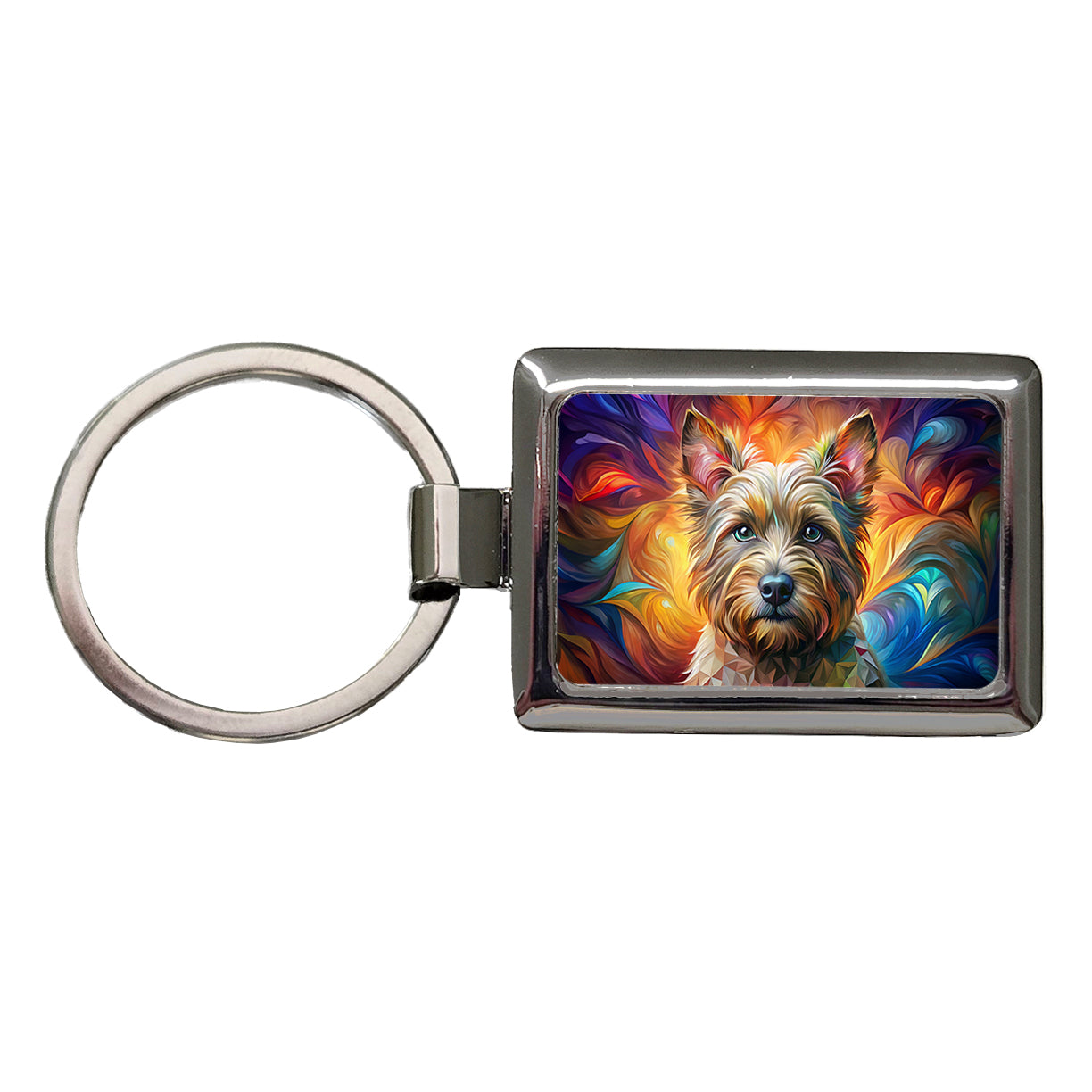 Cairn Terrier Dog Abstract Art Rectangle Metal Keychain