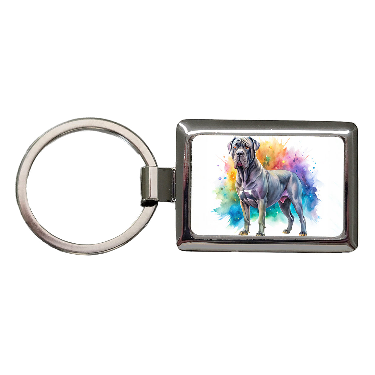 Cane Corso Dog Watercolor Style Rectangle Metal Keychain