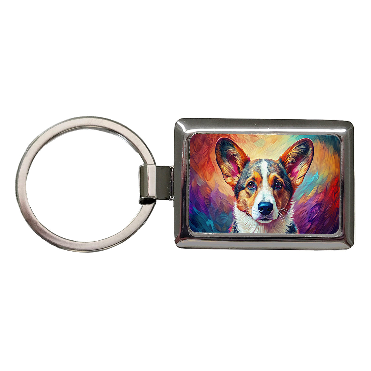 Cardigan Welsh Corgi Dog Pop Art Rectangle Metal Keychain