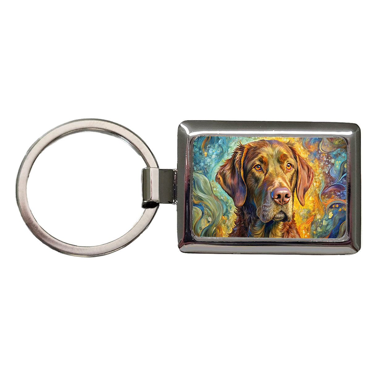 Chesapeake Bay Retriever Dog Abstract Art Rectangle Metal Keychain
