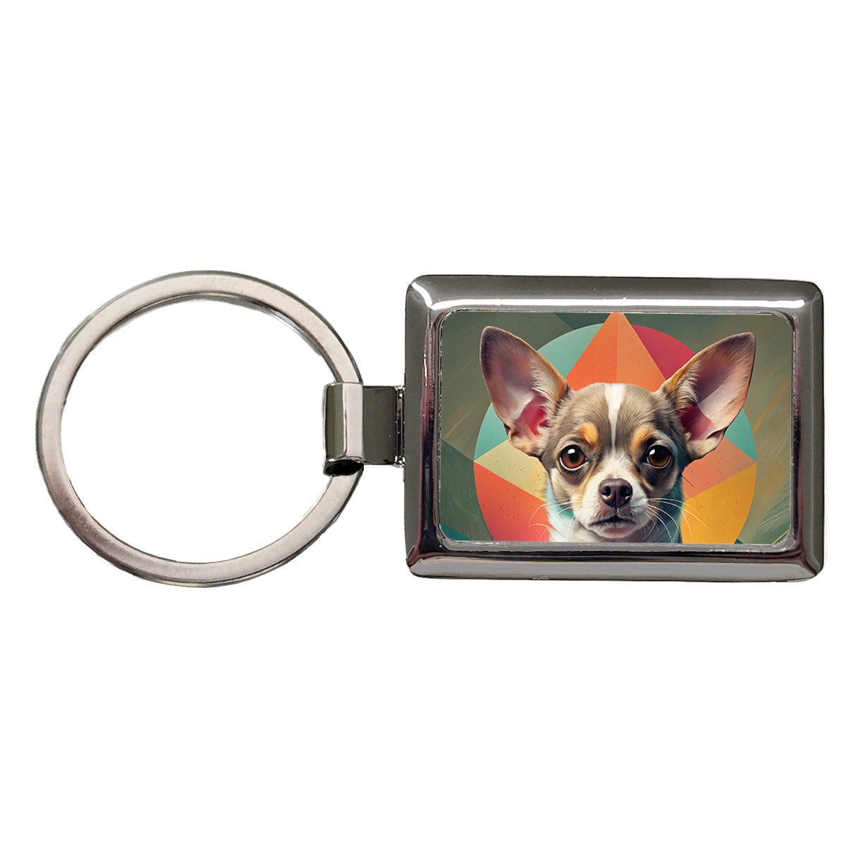 Chihuahua Dog Contemporary Art Rectangle Metal Keychain