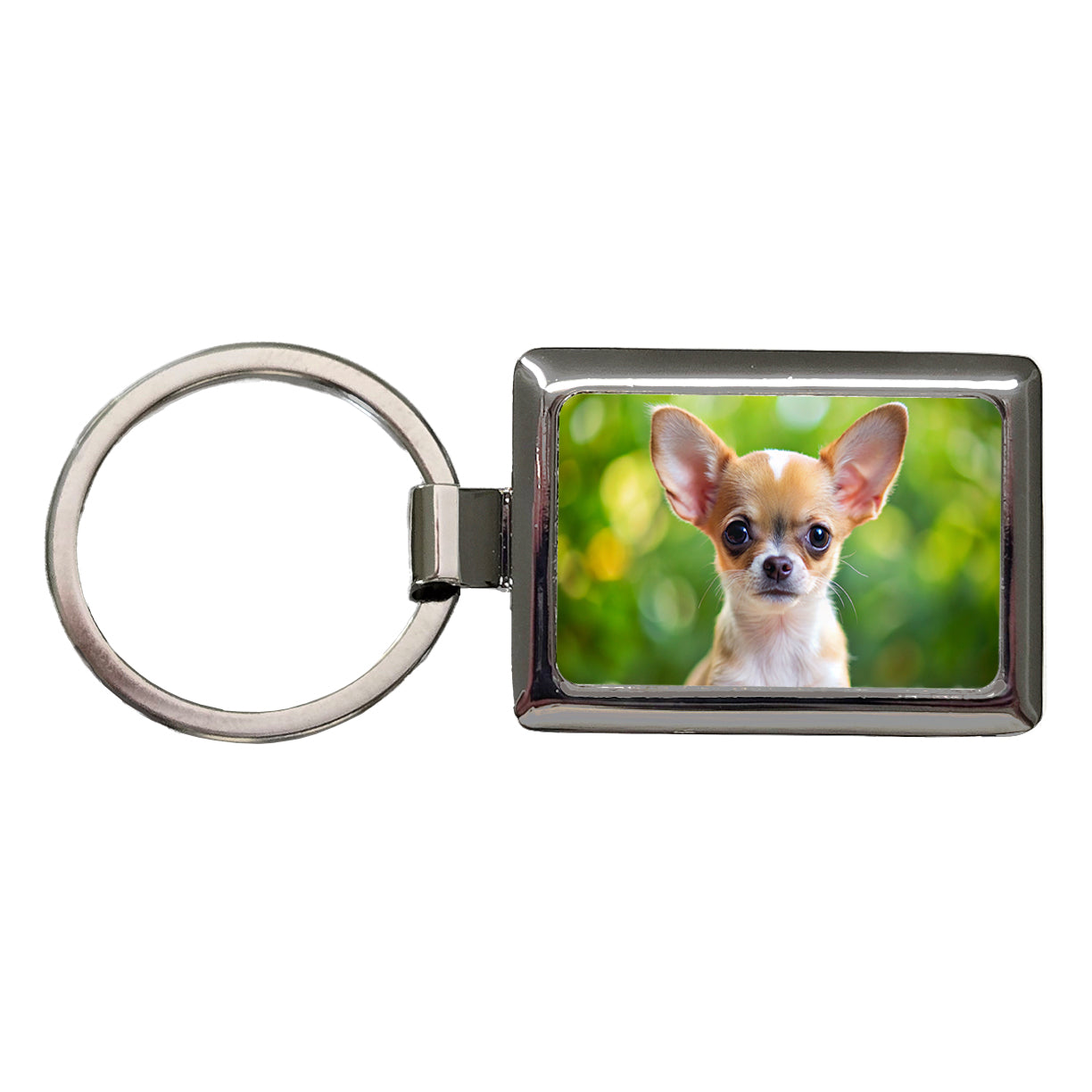 Chihuahua Dog Puppy Photo Rectangle Metal Keychain