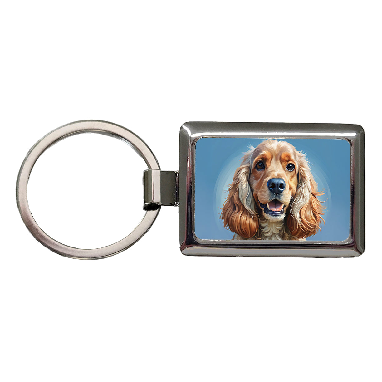Cocker Spaniel Dog Illustration Rectangle Metal Keychain