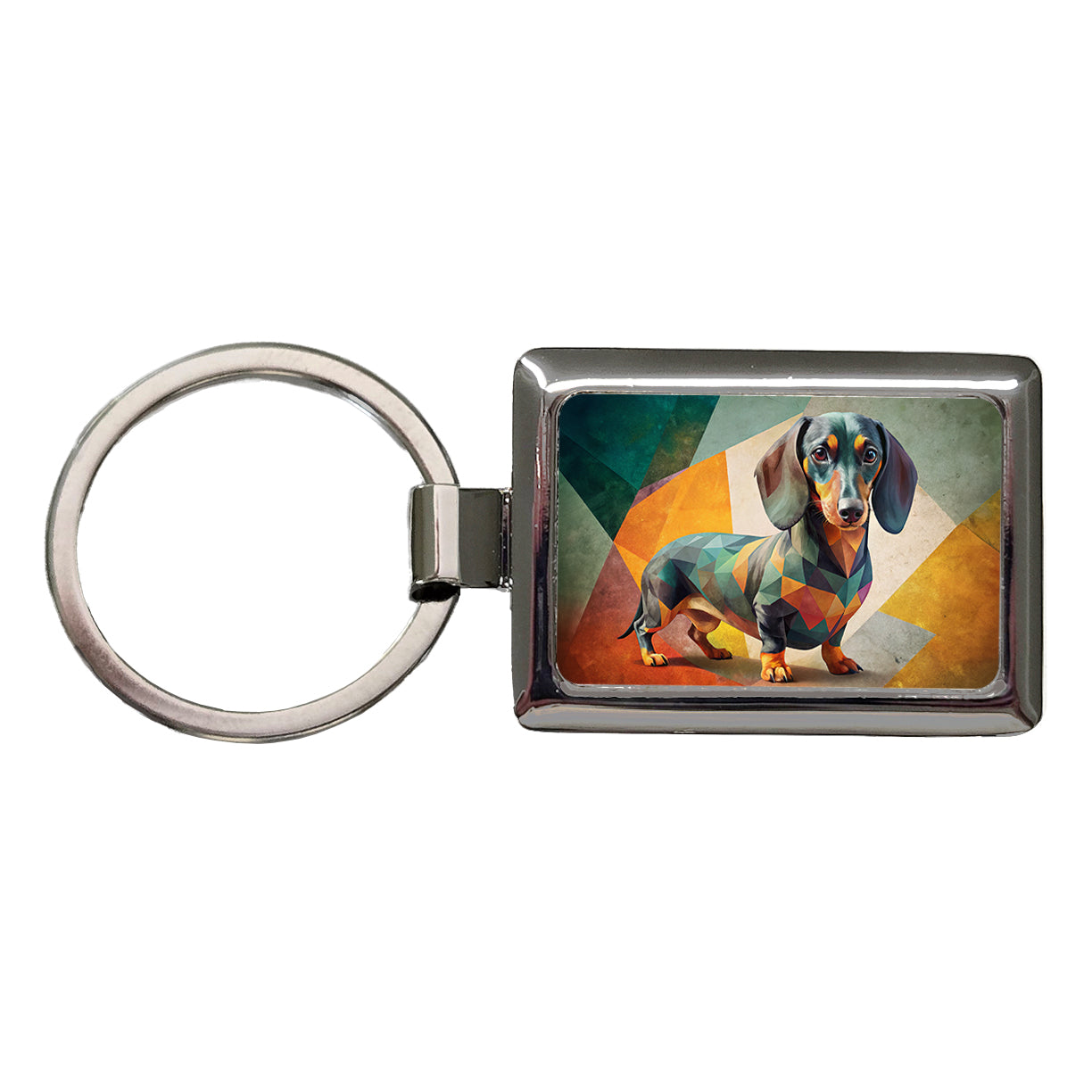 Dachshund Dog Contemporary Art Rectangle Metal Keychain