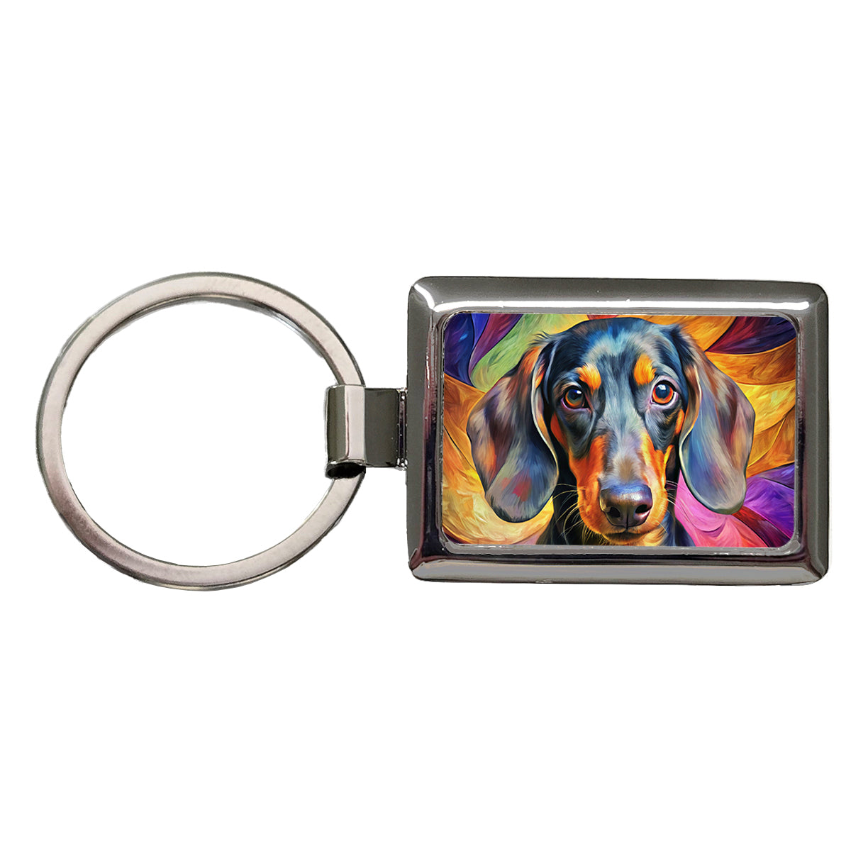 Dachshund Dog Expressionism Art Rectangle Metal Keychain