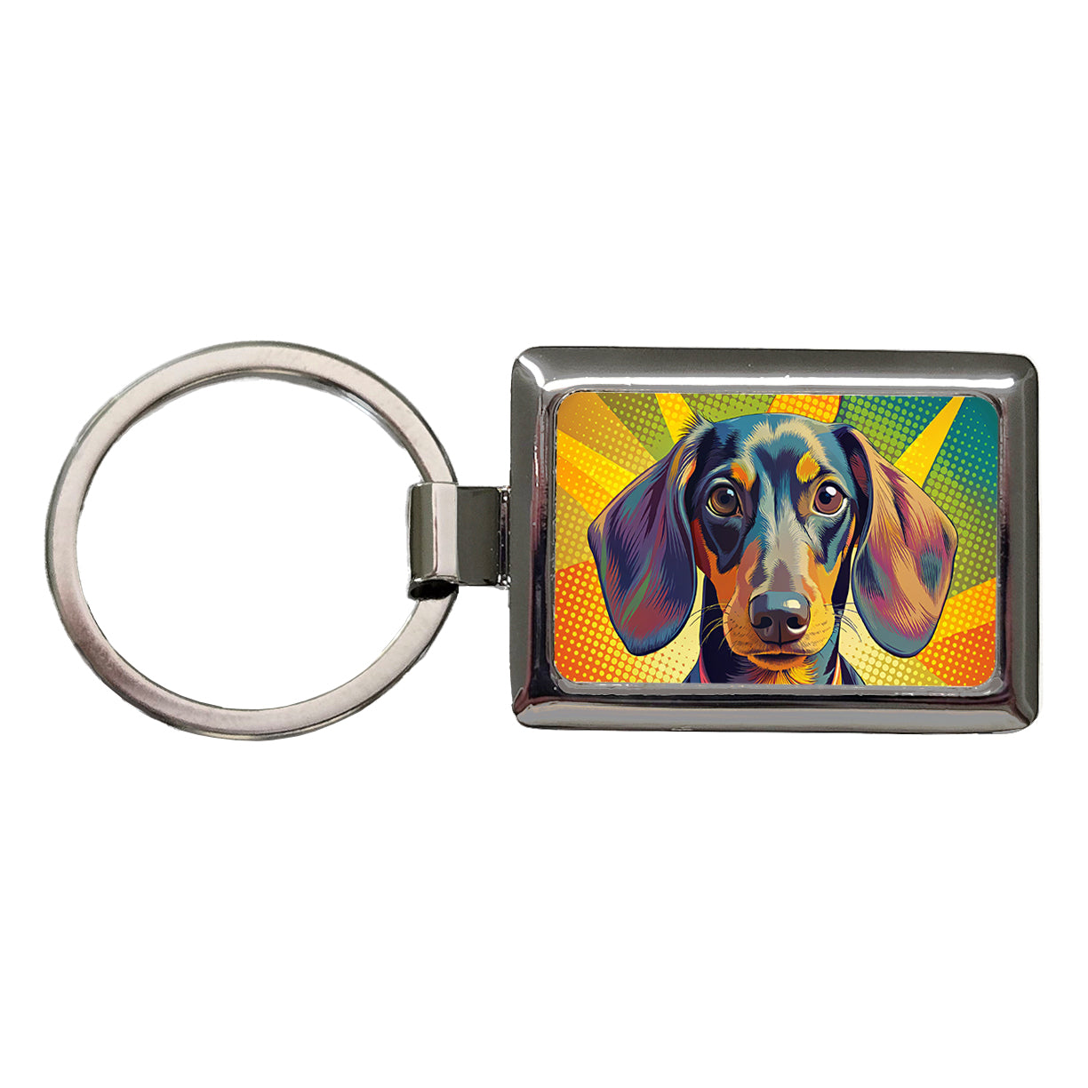 Dachshund Dog Pop Art Rectangle Metal Keychain