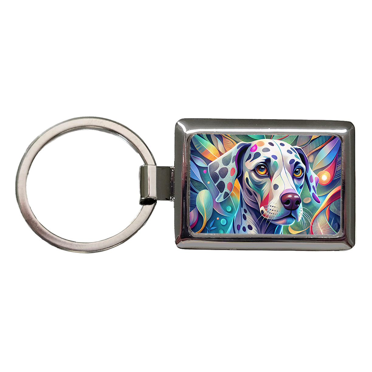 Dalmatian Dog Abstract Stylized Art Rectangle Metal Keychain