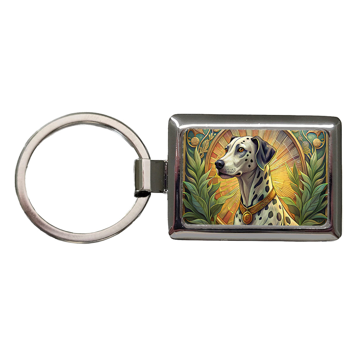 Dalmatian Dog Art Nouveau Rectangle Metal Keychain