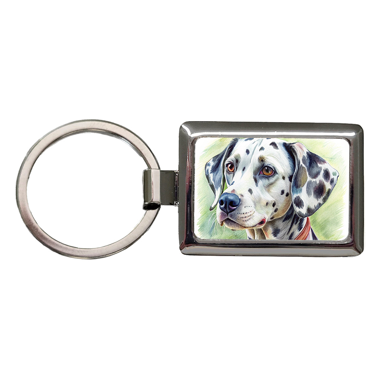 Dalmatian Dog Illustration Rectangle Metal Keychain