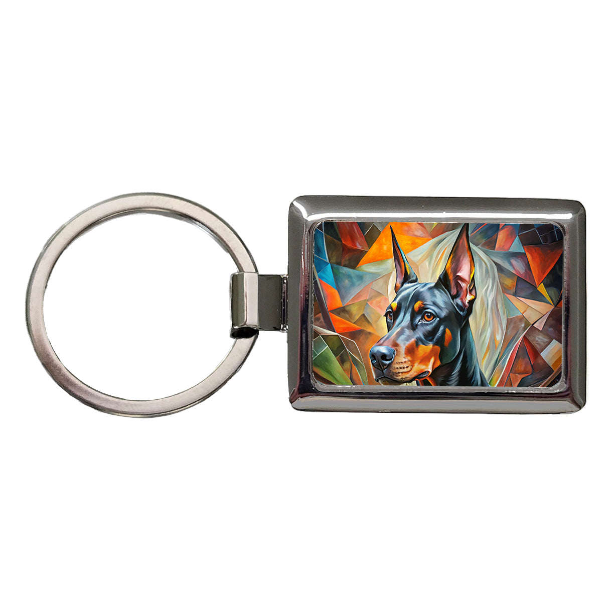 Doberman Pinscher Dog Abstract Art Rectangle Metal Keychain