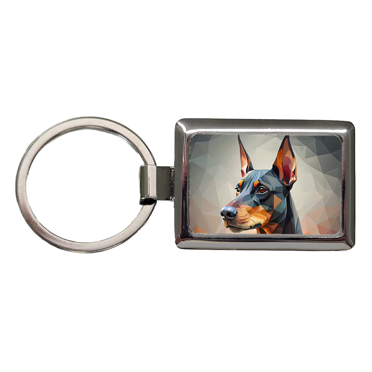 Doberman Pinscher Dog Abstract Stylized Art Rectangle Metal Keychain